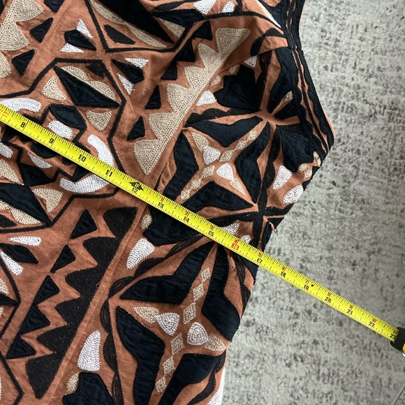 Anthropologie Geometric Brown Mini Dress Sz 16 (XL) - Picture 11 of 14